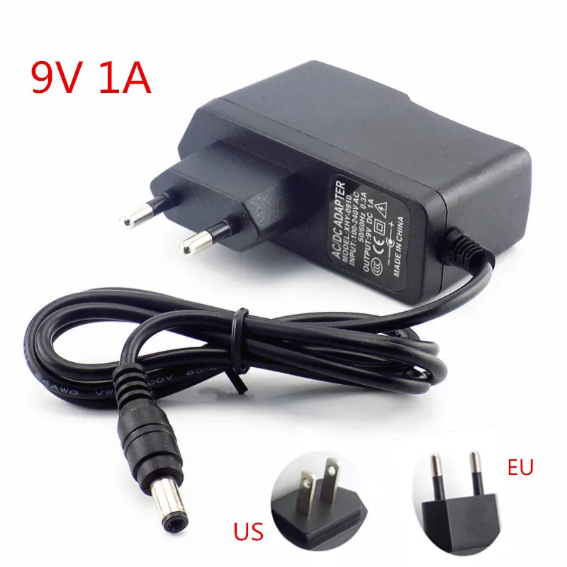 

9V 1A AC DC Adapter Converter 5.5x2.5mm Switch Power 100V-240V Power Adapter Supply US EU Plug Charger for CCTV LED Strip Light