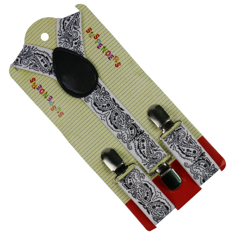 

2.5cm Wide Black White Children Baby Boys Suits Elastic Suspenders Strap Adjustable Braces Paisley Suspenders Kids