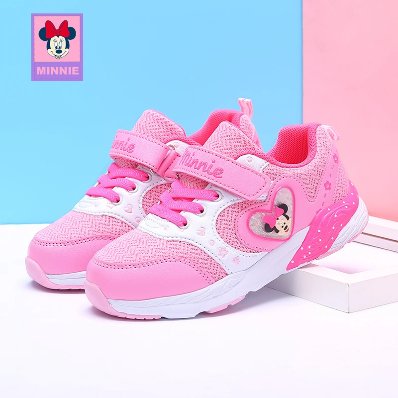 

Disney Children's Casual Shoes Minnie spring summer for kid girls pink Shoes Non-slip breathable student shoes Size 26-35