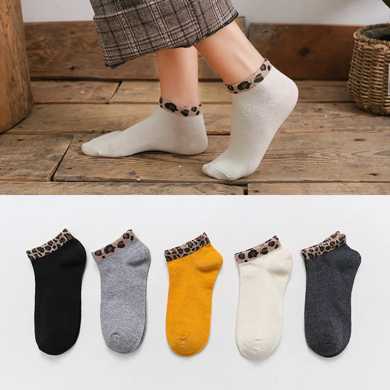 

Summer Women Socks Leopard Splice Cotton Sexy Cool Funny Socks Girls Casual Leopard Breathable Ankle Socks Fashion Splice New