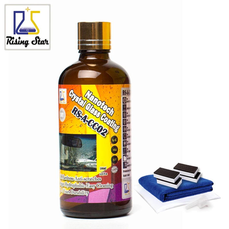 Najtaniej Rising Star RS A CC02 Nanotech Crystal powłoka szklana 100ml zestaw dla majsterkowiczów 6H Nano hydrofobowe szkło płynne do czyszczenia okien