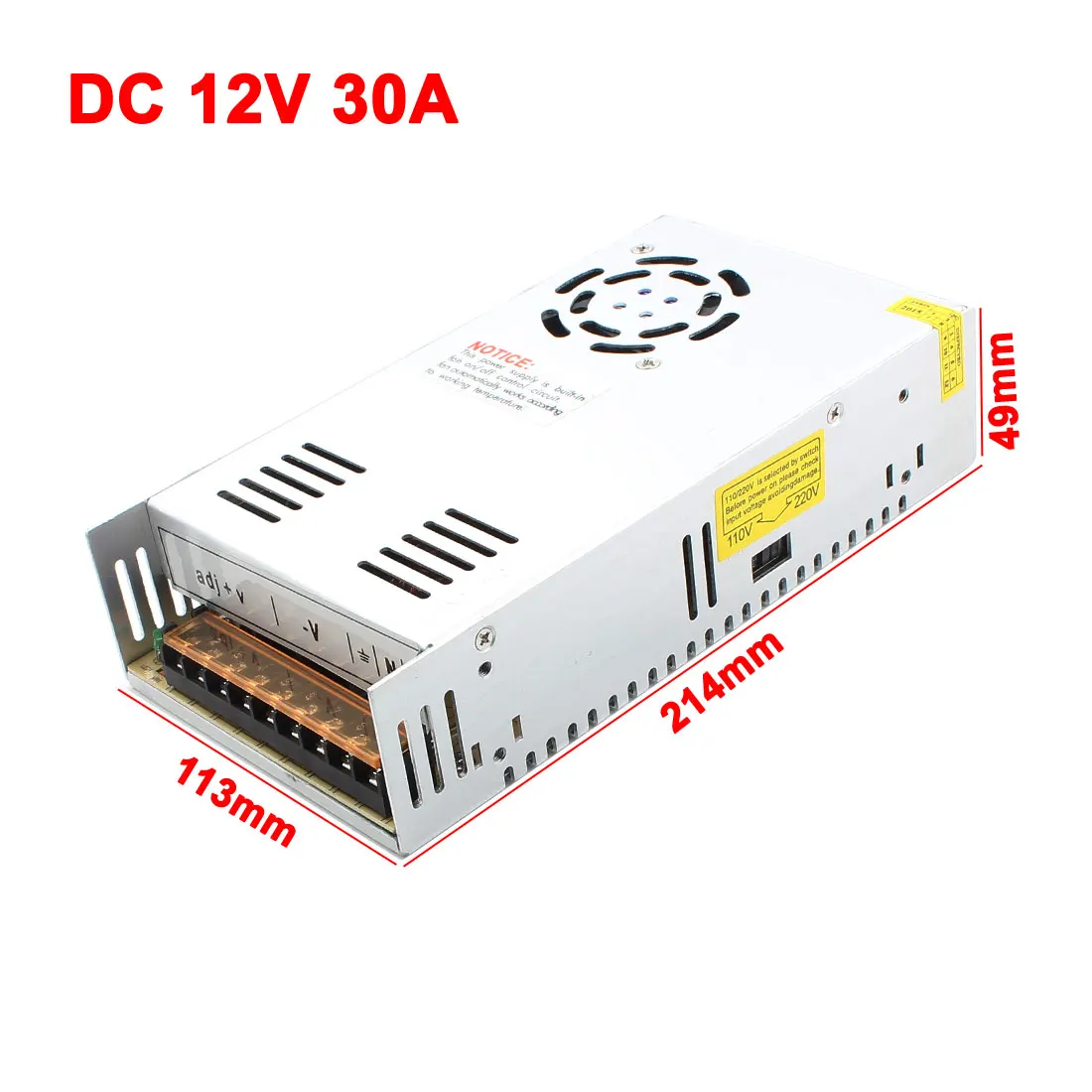 

DC 12V 30A Switching Power Supply Driver Converter for LED Strip Light Monitor