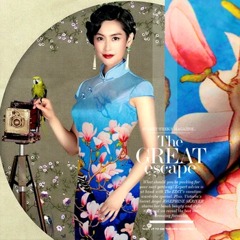 

jenny silkpainted silk cloth fabric silk stretch satin cheongsam clothing material [woodpecker spring] Preferential price