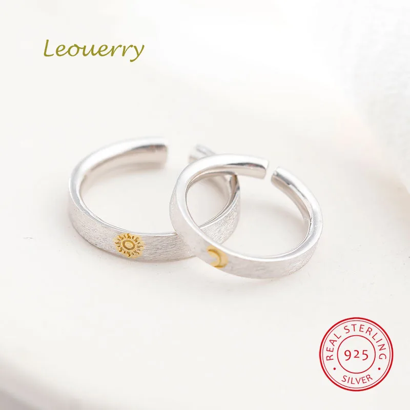 

Leouerry 925 Sterling Silver Couple Ring Personalized Sun Moon Matte Romantic Lover Ring 2019 Summer Jewelry Gift