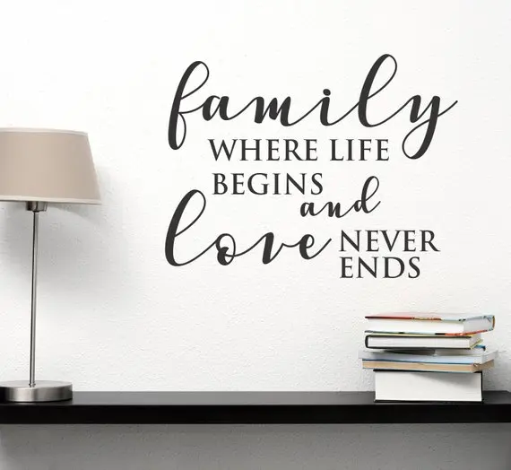 Family Wall Quote Decal - Family where life begins and love never ends 