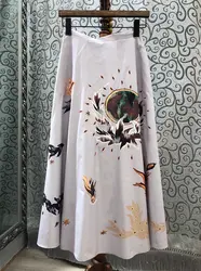 Летом 2019 Новая женская одежда джокер печатных длинная юбка 419