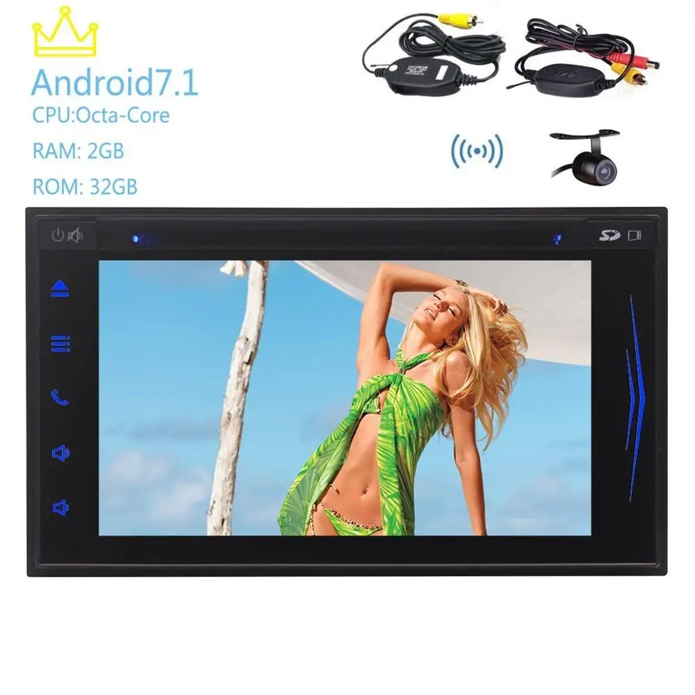 

Car stereo Android 7.1 7inch 1080 Touchscreen 2 din Car Autoradio GPS Navigation Mirrorlink OBD2 FREE Remote Control(DVD Player)