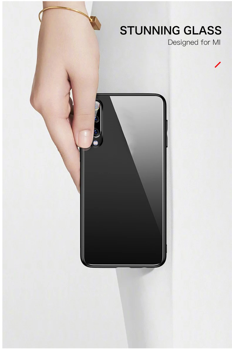 Luxury Plain Glass Case For Xiaomi Mi 10 8 9 SE Lite F1 Redmi Note 5 6 7 Pro Plus Pocophone F1 Phone Cover