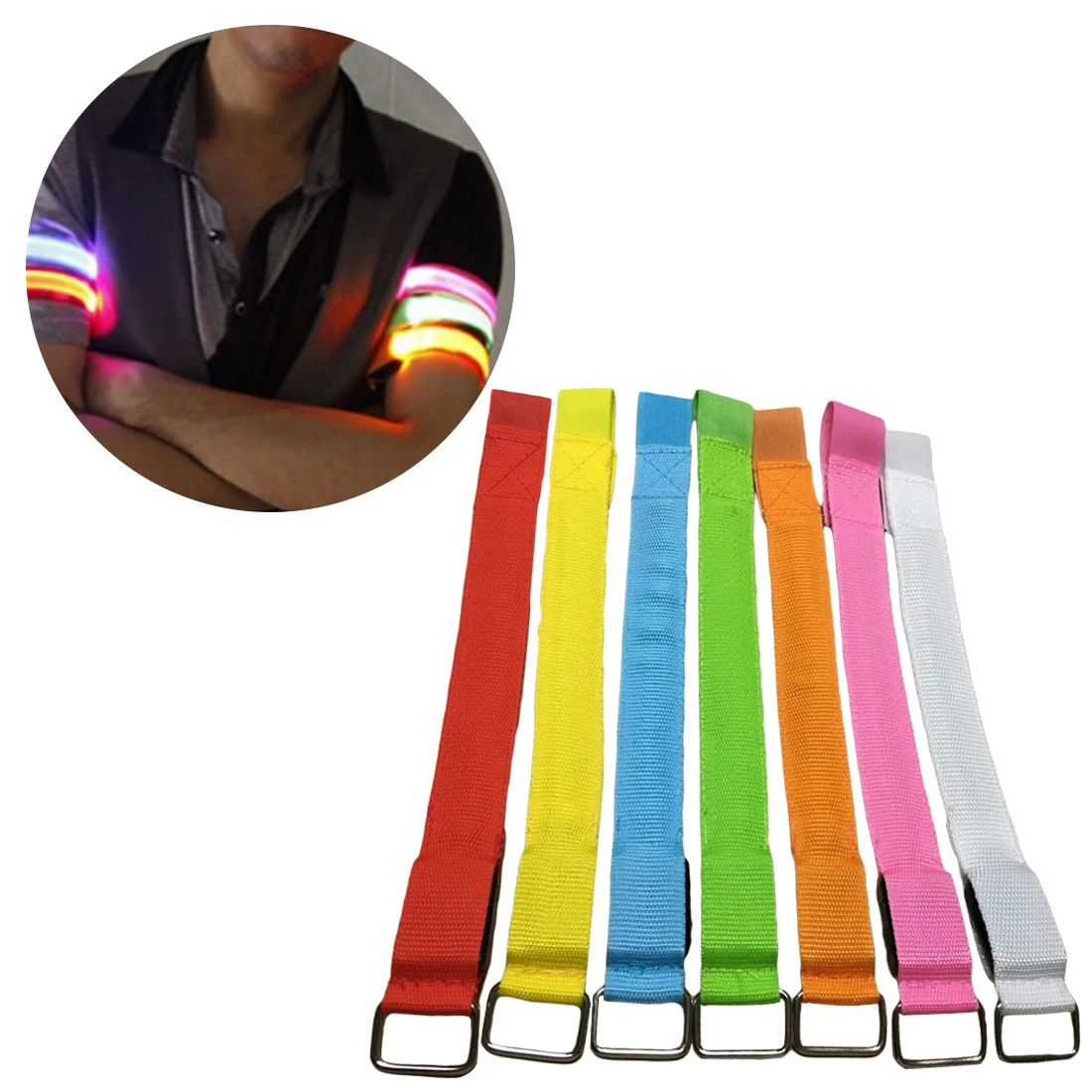 

2018 Hot New Arm Warmer Belt Bike LED Armband LED Safety Sports Reflective Belt Strap Snap Wrap Arm Band Armband