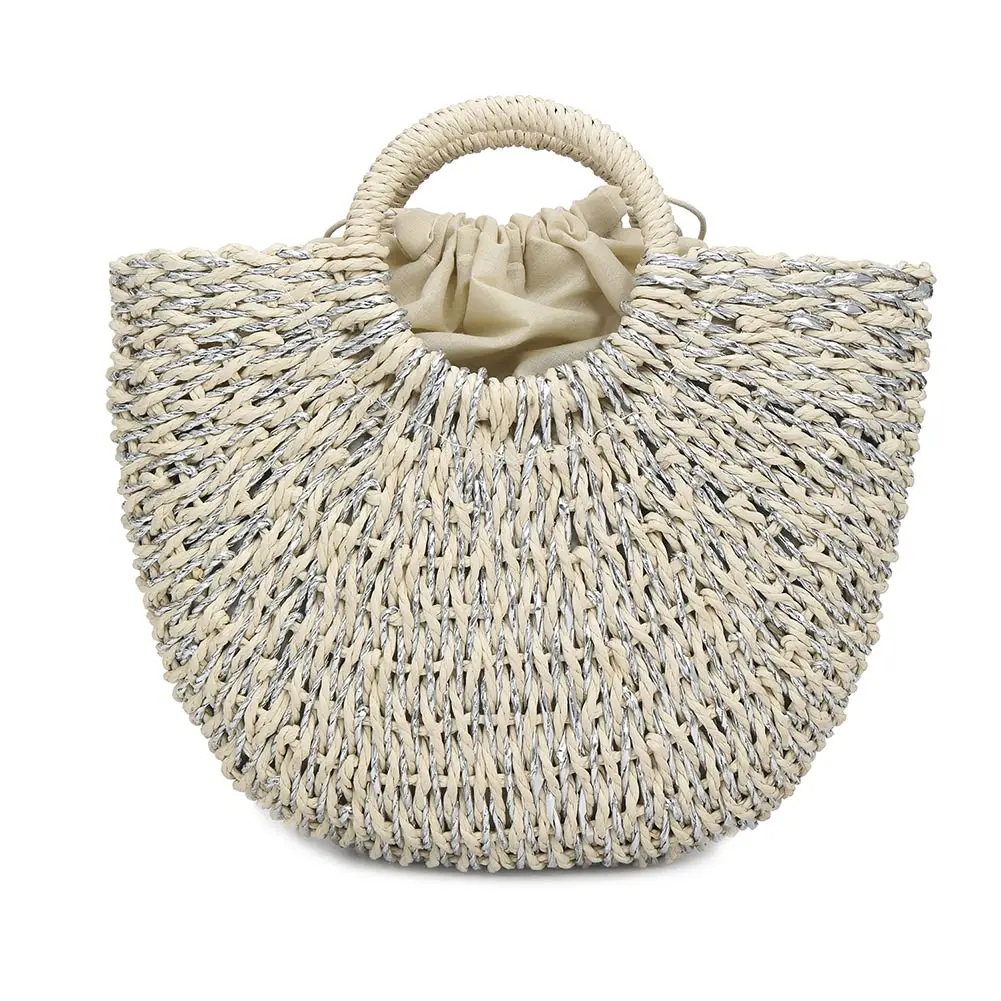 

Women Handbag Handmade Straw Woven Tote Large Capacity Summer Beach Shoulder Bag Party Shopping PO66