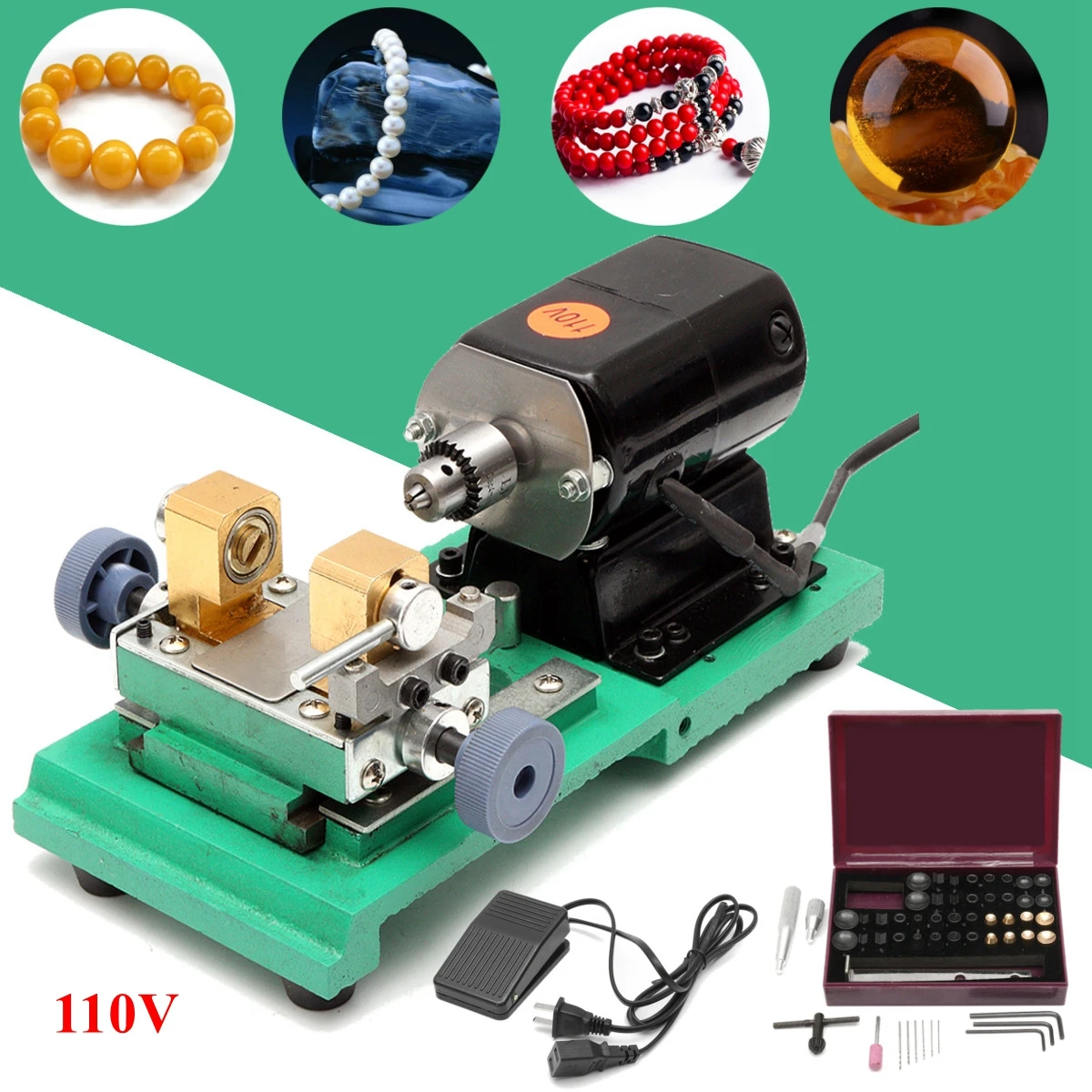 110V 240W Pearl Drilling Holing Machine Driller Jewelry Punch Engraving Engraver Machine Tools Full Set