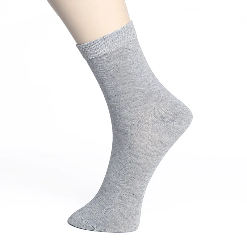 Новые весенние, Осенние, зимние, теплые, деловые, повседневные, с высокой плотностью, мужские хлопковые носки, качественные, 5 цветов, большие размеры, средние, длинные, прочные носки - Цвет: Gray