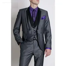 Костюмы на заказ высокое качество 3 шт. черный мужская свадьба западные свадебные смокинги / бизнес / западные свадебные смокинги