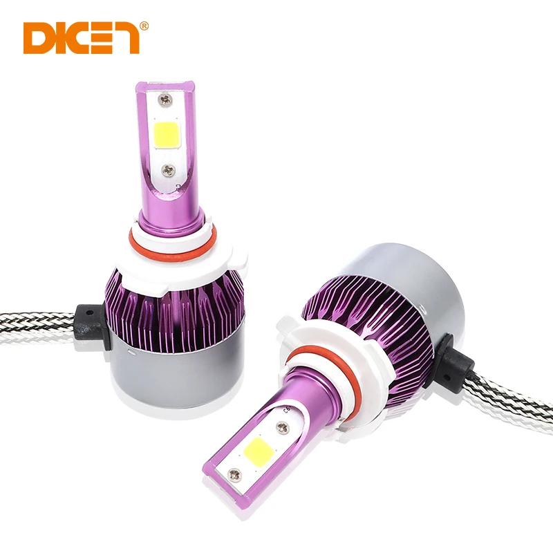 DIC 2PCS C6 9005 LED Purple Headlight Bulbs 12V 36W 8000LM With COB