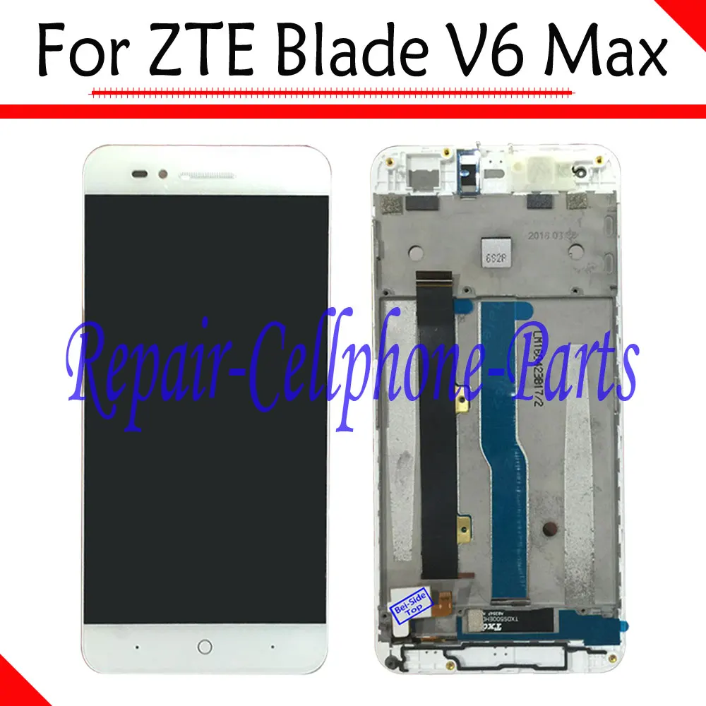 

White 100% New Full LCD DIsplay + Touch Screen Digitizer + Frame Cover Assembly For ZTE Blade V6 Max - Version A +Tracking