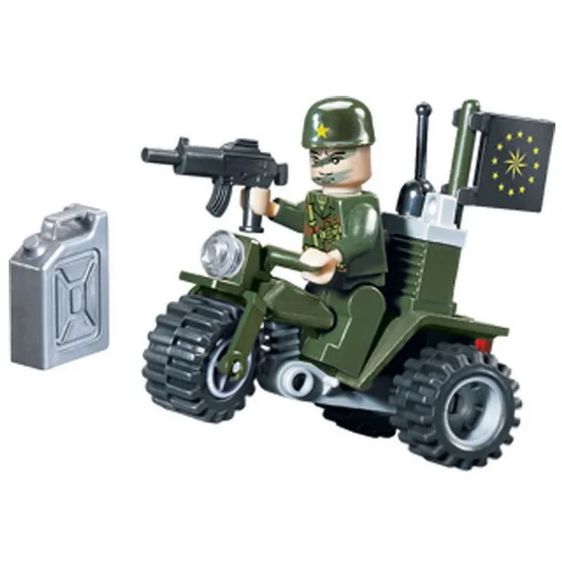 

802 ENLIGHTEN City Series Military Three Rounds Of Motorcycle Soldiers Building Blocks Figure Toys For Children