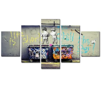 

5 Panels High Quality Frame Canvas Painting banksy arts Wall Art Painting Modern Home Decor Picture For Living Room