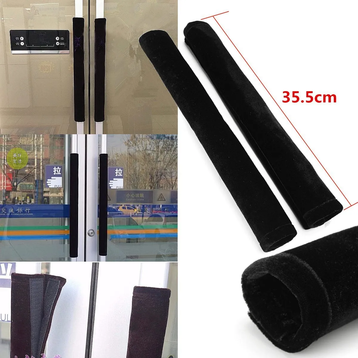 1 Pair Black Refrigerator Doorknob Covers Oven Door Handle Decor 35