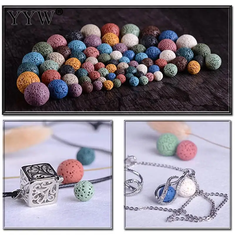 

Natural Round Lava Beads No Hole 6/8/10/12/14/16/18/20mm Loose Multicolor Beads for Jewelry Making Pendant Bracelet Necklace