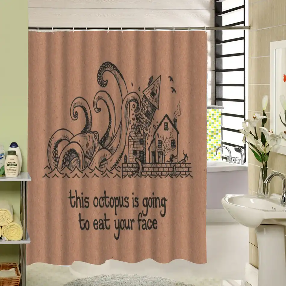 2017 New Custom Fabric Shower Curtain Waterproof Anti Mold 3d