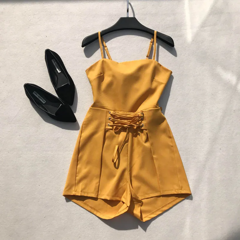 

NiceMix New Summer Rompers Womens Jumpsuit Slim Sexy Spaghetti Strap Solid Beach Wear Bohe Playsuits Girls Backless Bow Bodysuit