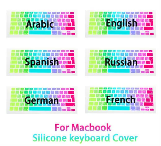 

Gradient Rainbow Waterproof EU/UK Layout Keyboard Protector Cover Stickers Skin For MacBook Pro 13 15 17 Retina & Air 13