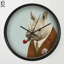 Nordic Книги по искусству настенные часы джентльмен носорог для Спальня украшения стены, декоративные немой qu Книги по искусству Z часы