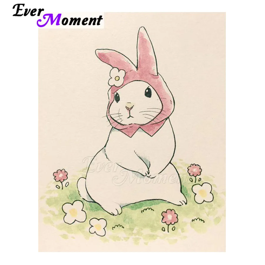 Ever Moment Diamond Painting 5D DIY Full Square Drill Cross Stitch Mosaic Rhinestone Embroidery Lovely Rabbit S2F1821 | Дом и сад