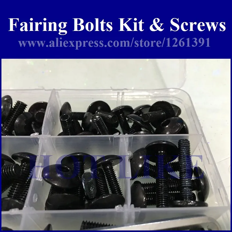 

Fairing bolts kit screws for Kawasaki NINJA ZX6R ZX7R ZX9R ZX10R ZX12R ZX14R EX250 all years fairing screw bolts Black Silver H