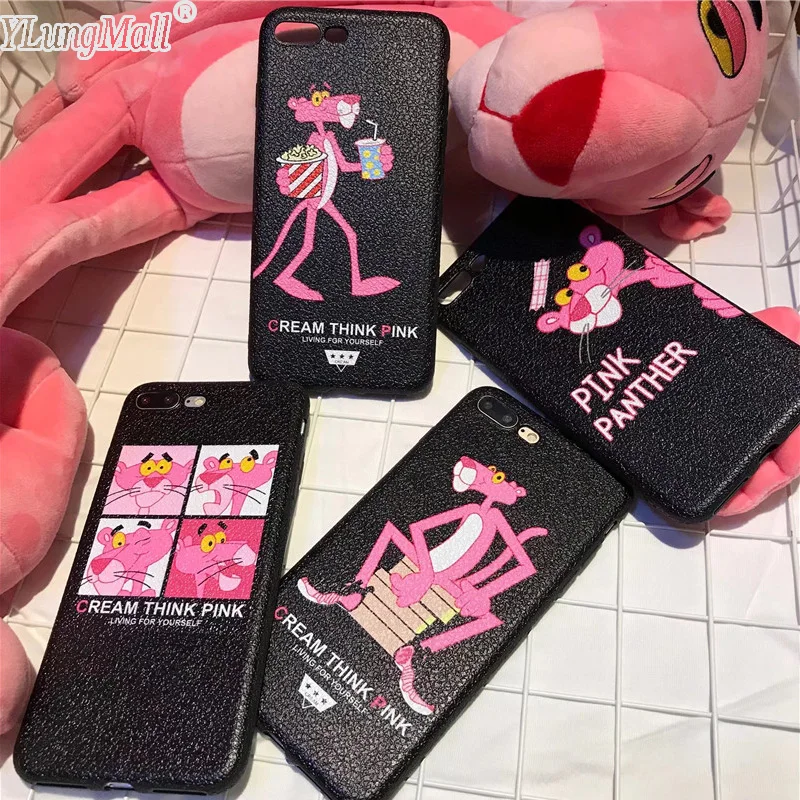 Kopen YLungMall Roze Panther Case Fundas voor iPhone 7 Plus X Case Zachte Litchi Patroon Cover Luxe Coque voor iPhone 6 6 s 8 Plus Gevallen