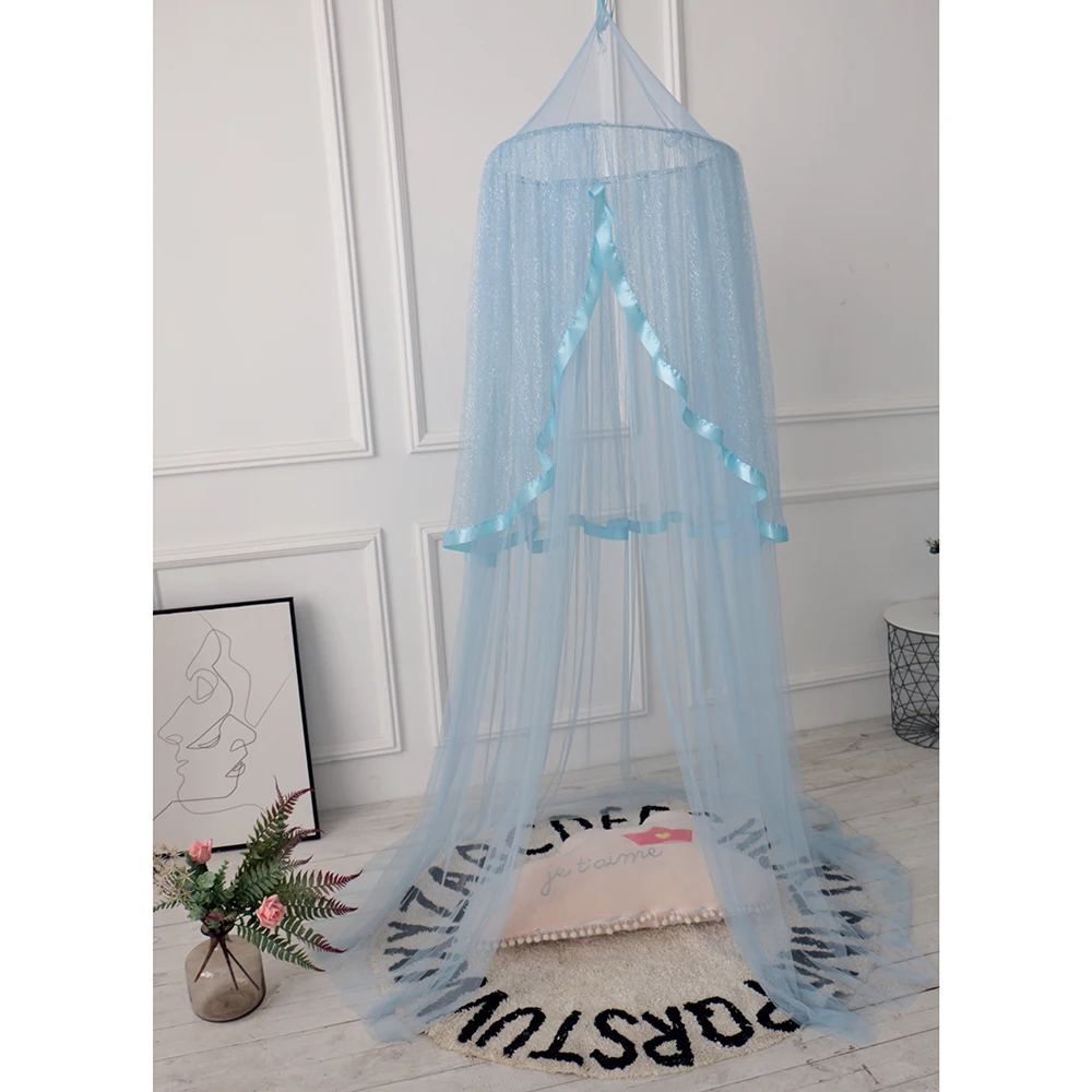 

2019 New Style Purple princess Canopy flash and flash Metallic Moon and Star Trimmed Girls Mosquito Net Baby Tent