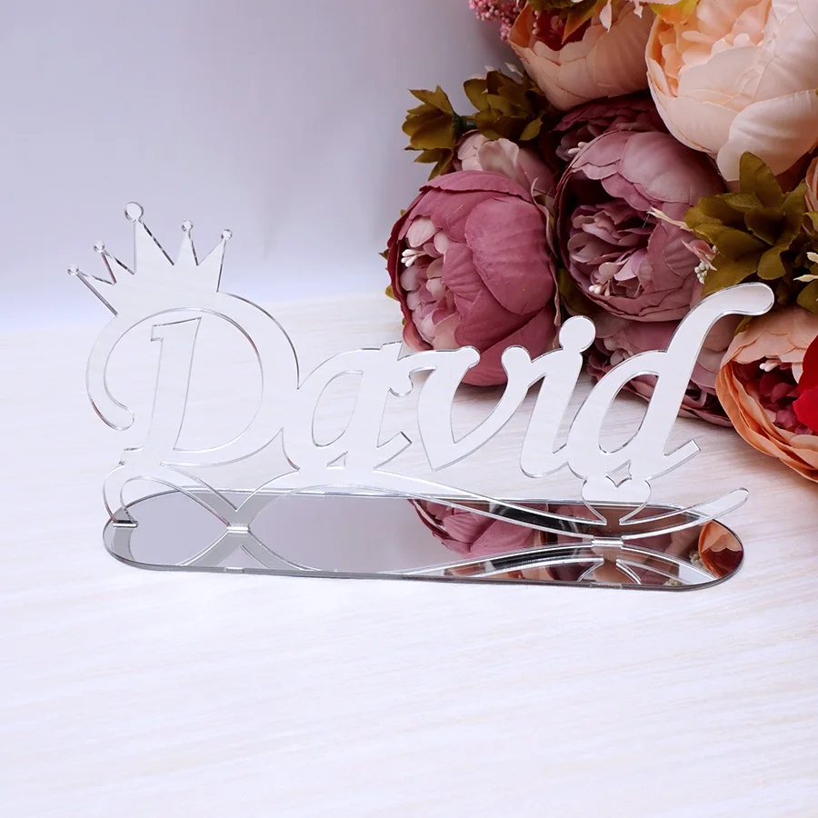 Персонализированные зеркало имя столовая с подставкой пластины на заказ акрил свадебный стол Декор Корона волна дизайн день рождения сувениры