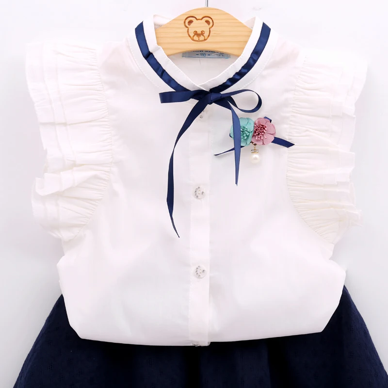 Humor Bear/Летняя одежда для маленьких девочек детская одежда футболка с цветами+ штаны с бантом, костюм комплект одежды для девочек