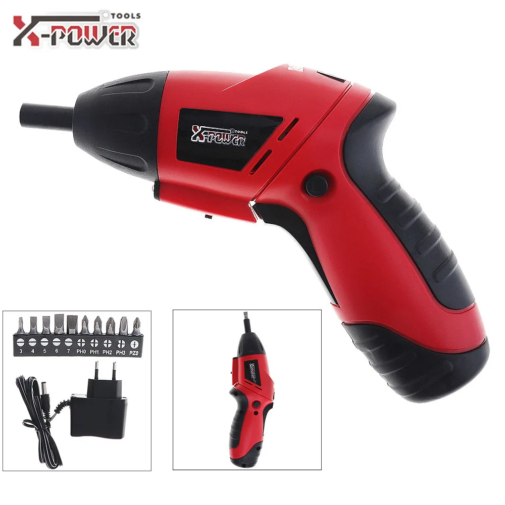 

Mini 100~240V Handle Rechargeable Electric Screwdriver Screw Driver Two-way Rotating Head with LED Lighting Bidirectional Switch
