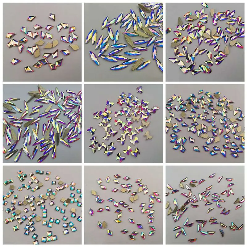 

10Pcs/Set White AB Nail Rhinestones Horse Eye/Waterdrop/Diamond Crystal Glitter Nail Stones DIY 3d Design Nail Art Decorations
