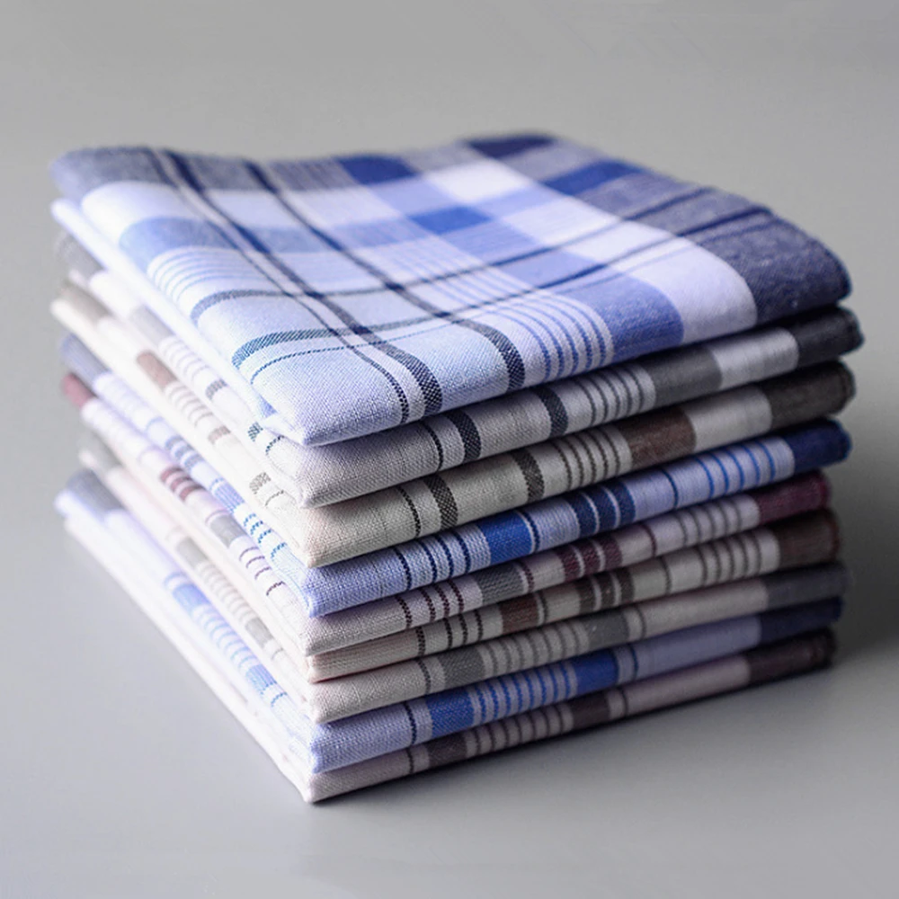 

50Pcs/lot SHSEJA Classic Vintage Plaid Stripe Handkerchief Hanky Men Pocket Squares 100% Cotton Business Casual Chest Towel