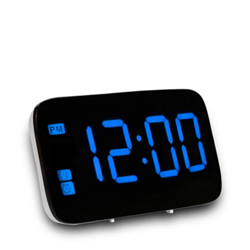 Voice Control LED Digital Alarm Clock Rechargeable Large Desk Table Clock Modern Design LED Display Snooze Watch Clocks