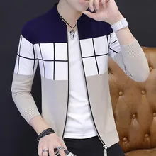 Мужской свитер, кардиган на молнии, весна и осень, тренд, длинный рукав, тонкий, мужской, вязаный, верхняя одежда для мальчиков-подростков M54