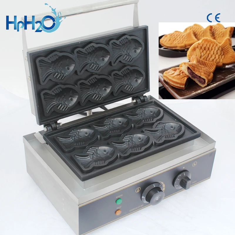 Commercial Nonstick 6 Pcs Electric Taiyaki Fish Waffle Maker Machine