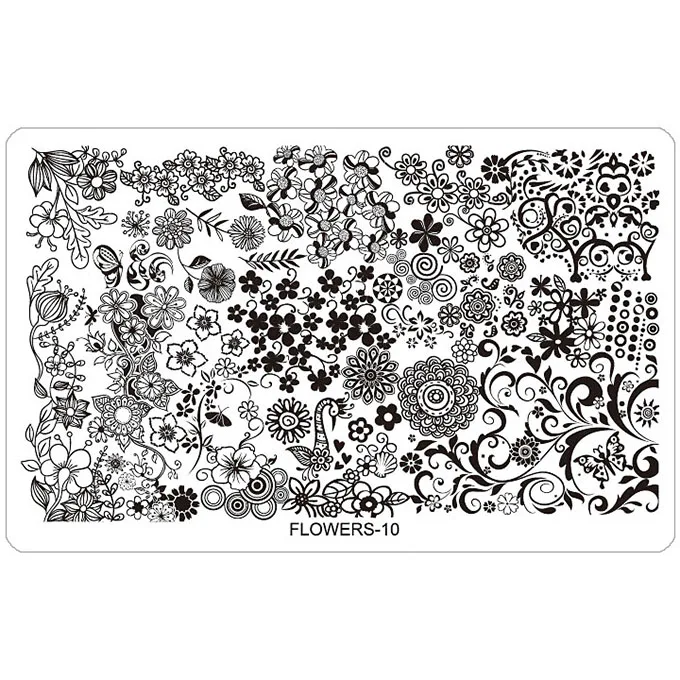 FLOWERS10 Kimcci пластина для стемпинга для нейл-арта шаблоны трафареты различные дизайны DIY изображения акриловые кружева цветок животное 16,3*10,3 см - Цвет: FLOWERS10