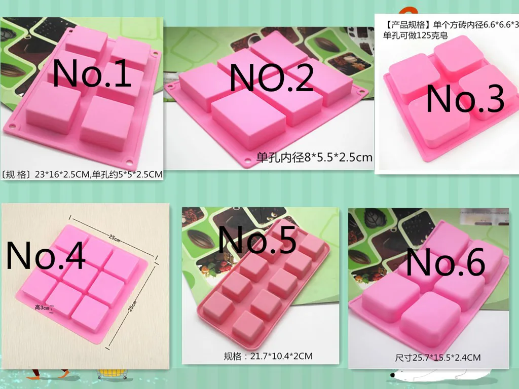 

Connected Food Grade Square Silicone Molds for Soap Making Rectangle Cake Chocolate Pudding Blocks Mold