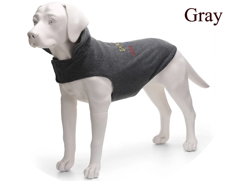 Ветрозащитная Зимняя Теплая Флисовая Попона для собаки куртка для маленьких средних крупных пород вышитая имя вашего питомца и номер 1 шт - Цвет: Серый