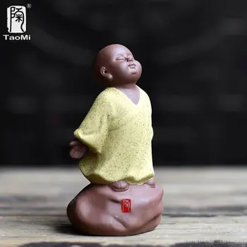 

Ceramic Purple Clay figurine collection small buddha monk set table tea play table Decor