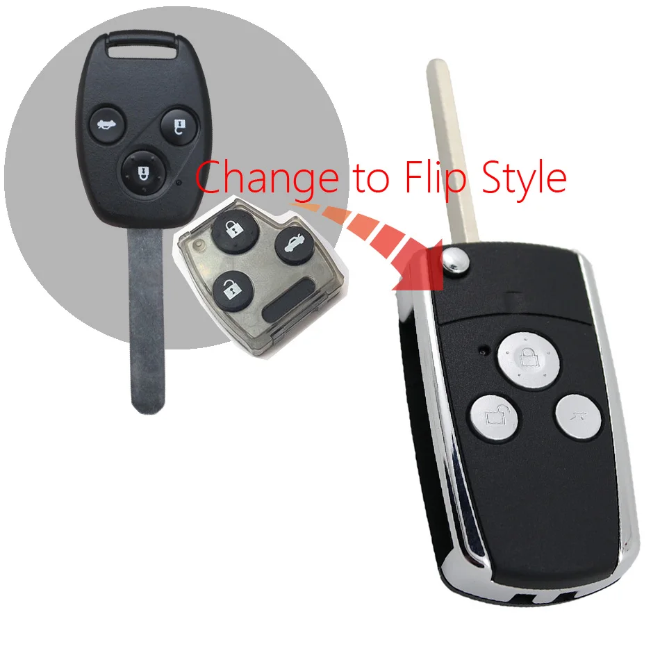 1pcs 3 Button Modified Flip Remote Car Key Shell for Honda CRV Fit Accord Pilot civic ... 1pcs 3 Button Modified Flip Remote Car Key Shell for Honda CRV Fit Accord Pilot civic ...
