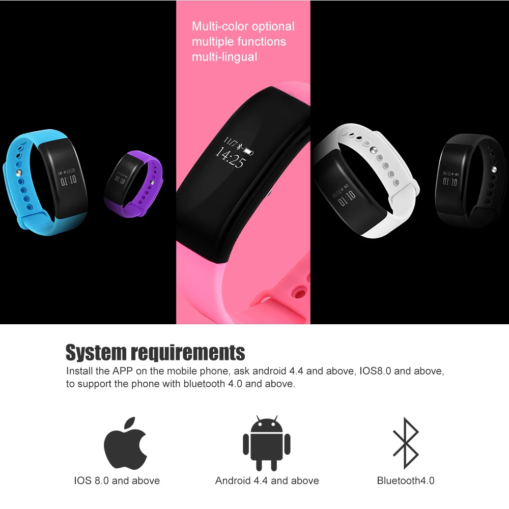 V66 Smart Watch IP67 Waterproof Bluetooth4.0 Sport Smartwatch Heart Rate tracker Wristband Health Bracelet for Android IOS Phone