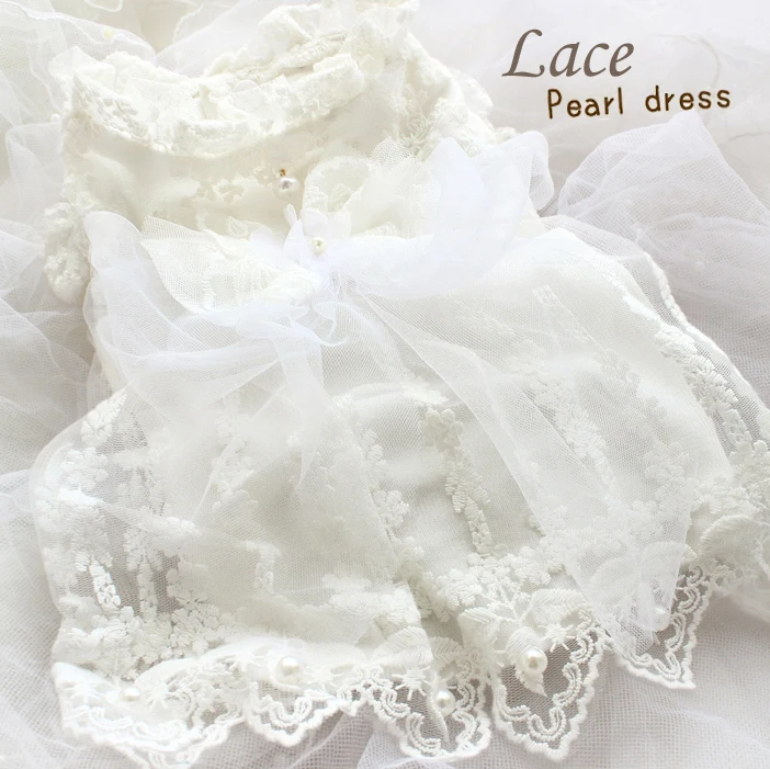 

Free shipping 100%cotton handmade dog clothes white moonlight water soluble lace dog dress ropa perro mascotas roupa cachorro
