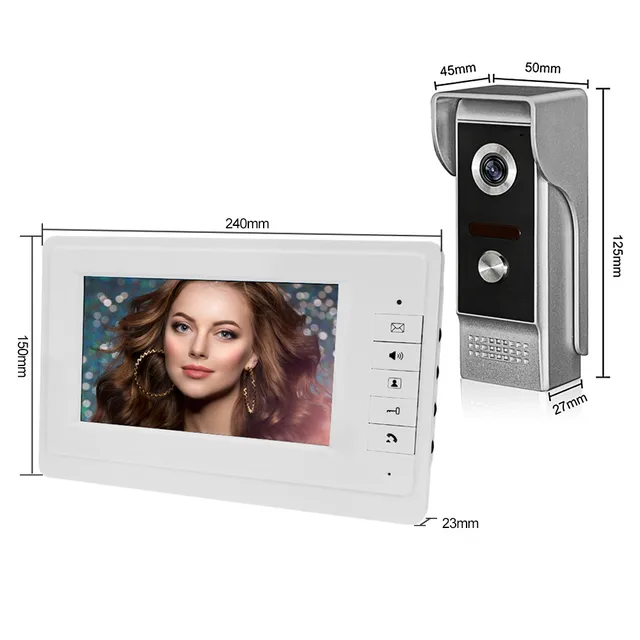 7" Video Intercom Wired Home Video Door Entry System Waterproof Rainproof IR Night Vision Camera Two-way Audio with 1or2 Monitor 2