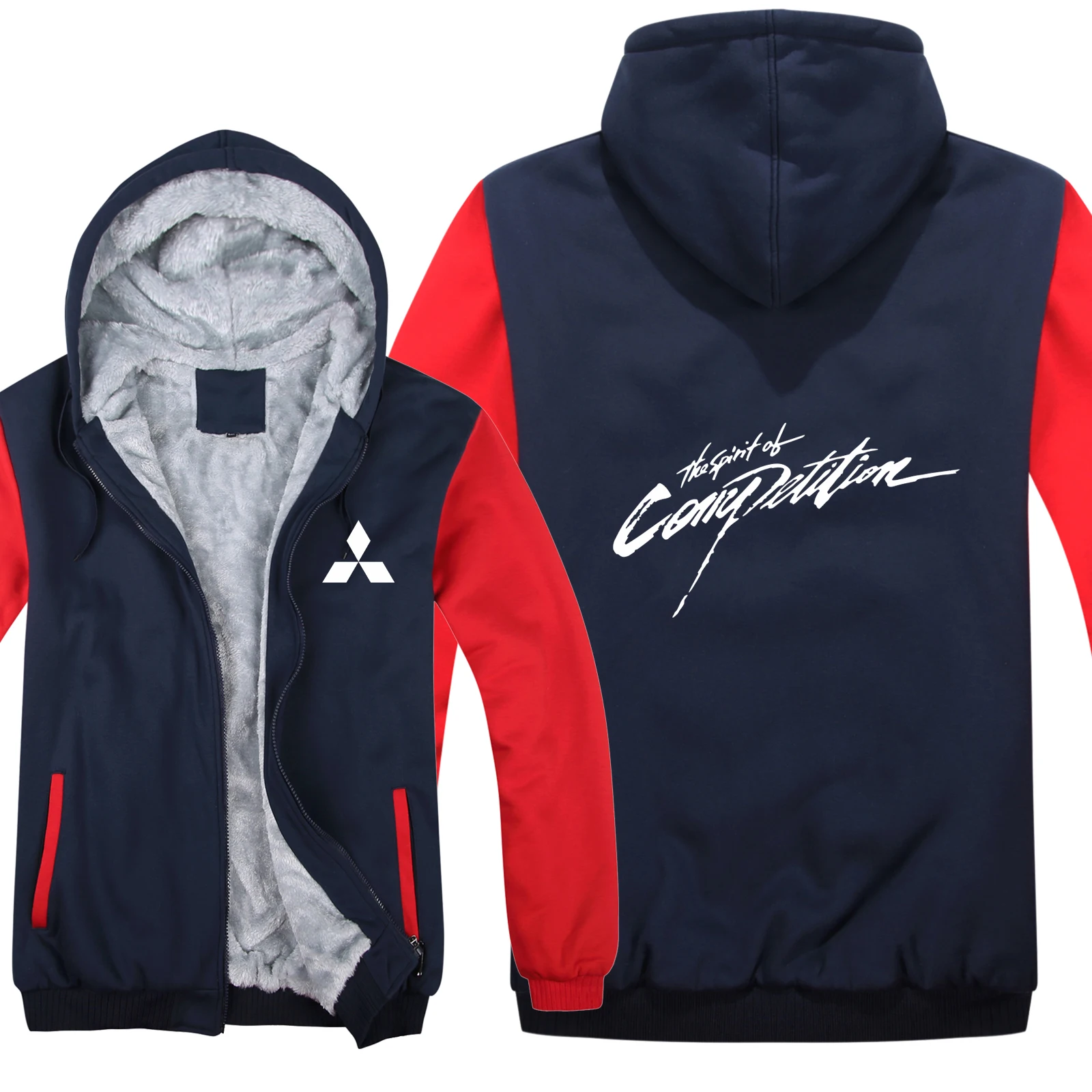 

Winter Mitsubishi Spirit of competition Hoodies Men Coat Pullover Wool Liner Jacket Motors Sweatshirts Hoody HS-059