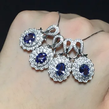 

MeiBaPJ 1 Carat Natural Tanzanite Pendant Necklace with Certificate 925 Pure Silver Blue Stone Fine Charm Jewelry for Women