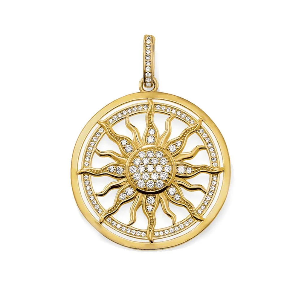 

Gold & Silver Color CZ Sun Pendants For Women Girl,2019 Spring New Glam 925 Sterling Silver Fashion Jewelry Gift Fit Necklaces